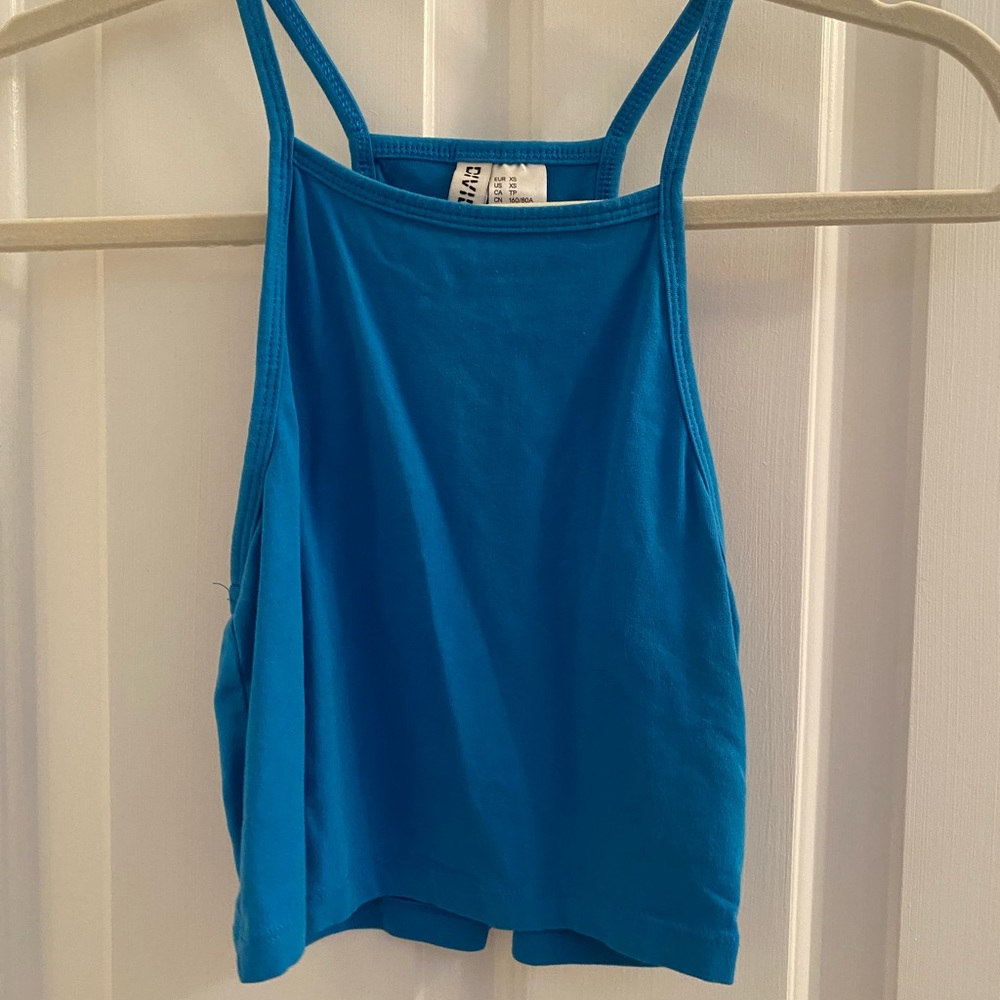Petite Blue Tank Crop Top